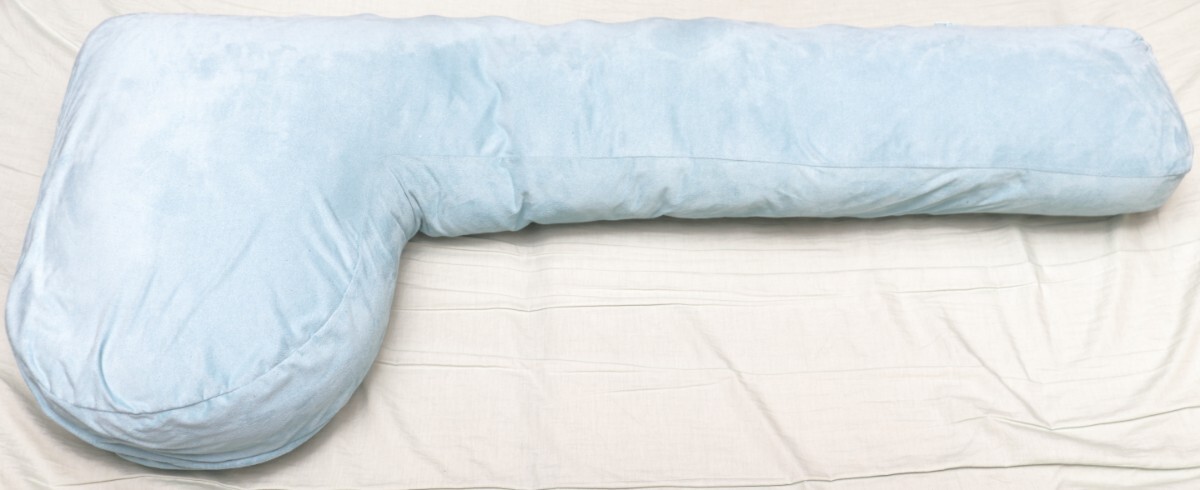 【美品】ニトリ 頭も支える抱き枕 カバー付き 紺色 約110cm 抱きまくら 洗える 寢具