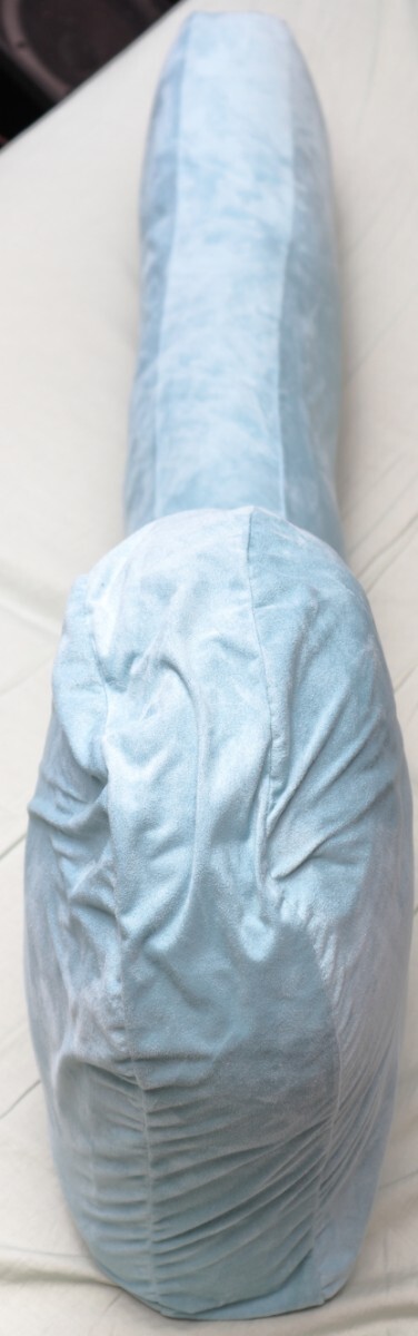 【美品】ニトリ 頭も支える抱き枕 カバー付き 紺色 約110cm 抱きまくら 洗える 寢具