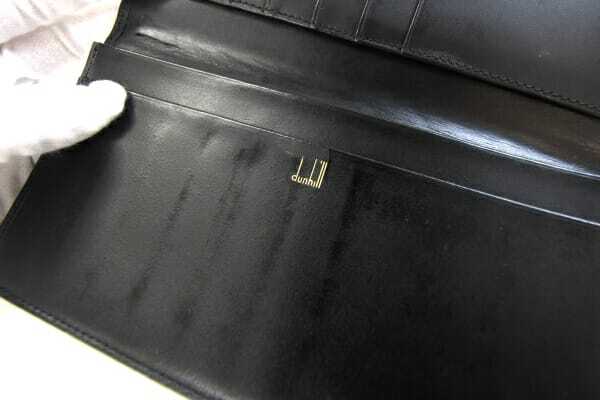 ダンヒル 二つ折り長札入れ ブラック レザー 中古 ロングウォレット 小銭入れなし ビジネス メンズ