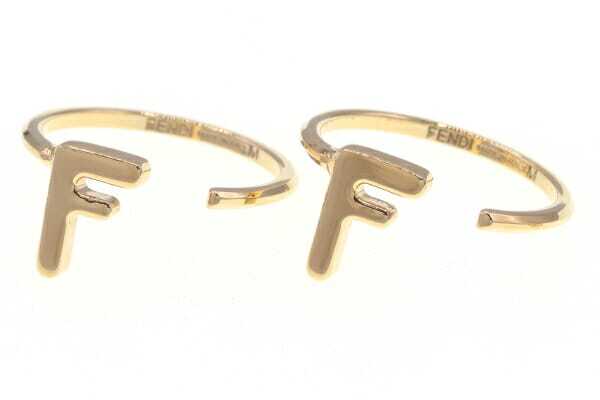 フェンディ リング FFロゴ ダブル 8AH083 ゴールド メタル Mサイズ 中古 指輪 アクセサリー オープンリング