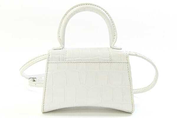 Balenciaga 2WAY ручная сумочка Hour стакан Mini белый черный ko type вдавлено . кожа б/у наклонный .. небольшая сумочка Mini сумка