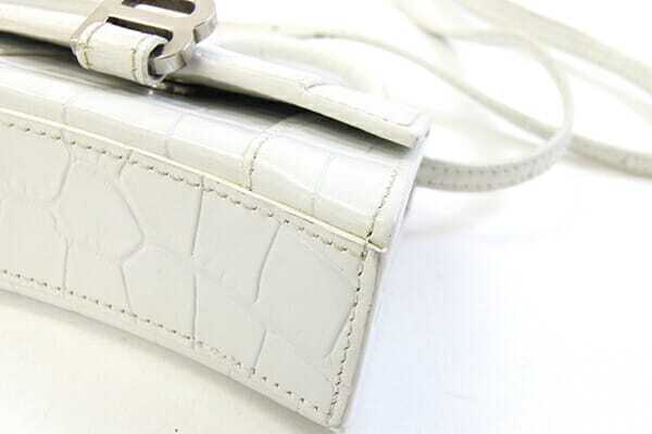Balenciaga 2WAY ручная сумочка Hour стакан Mini белый черный ko type вдавлено . кожа б/у наклонный .. небольшая сумочка Mini сумка