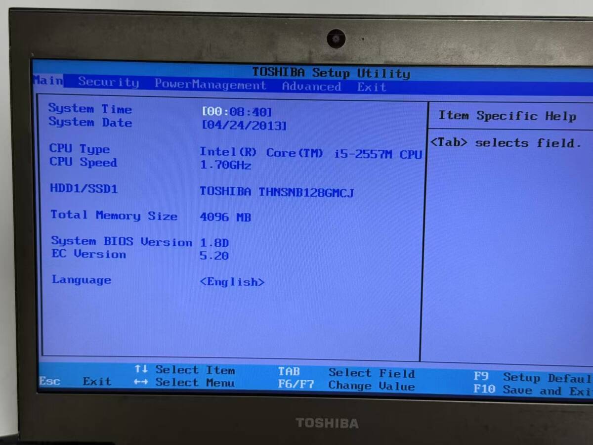 ジャンク品 東芝 R631/D CPU Core i5-2557M/ メモリ4GB ディスクなし「YHOK000271」