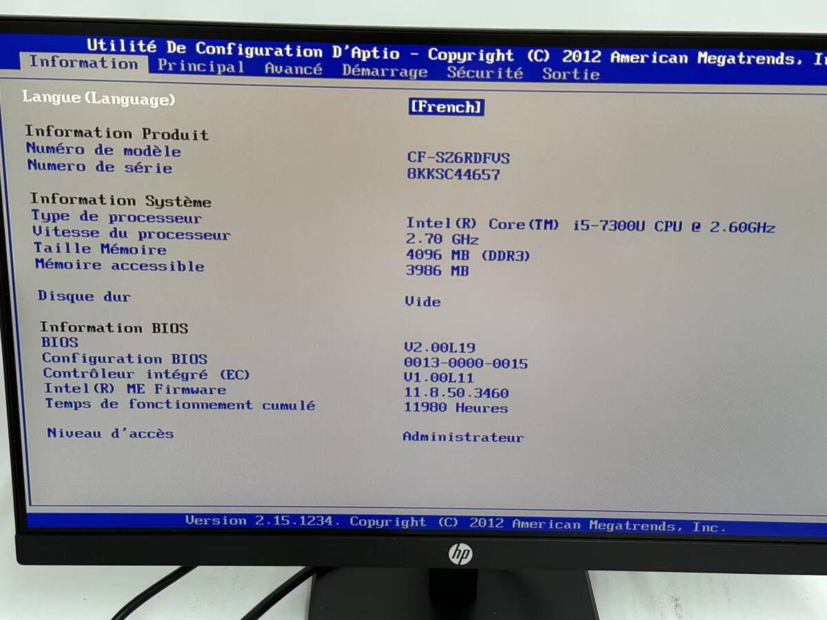 ジャンク品 Panasonic Let's note CF-SZ6 Core i5-7300U / メモリ4GB 現狀品販売「YHOK000385」