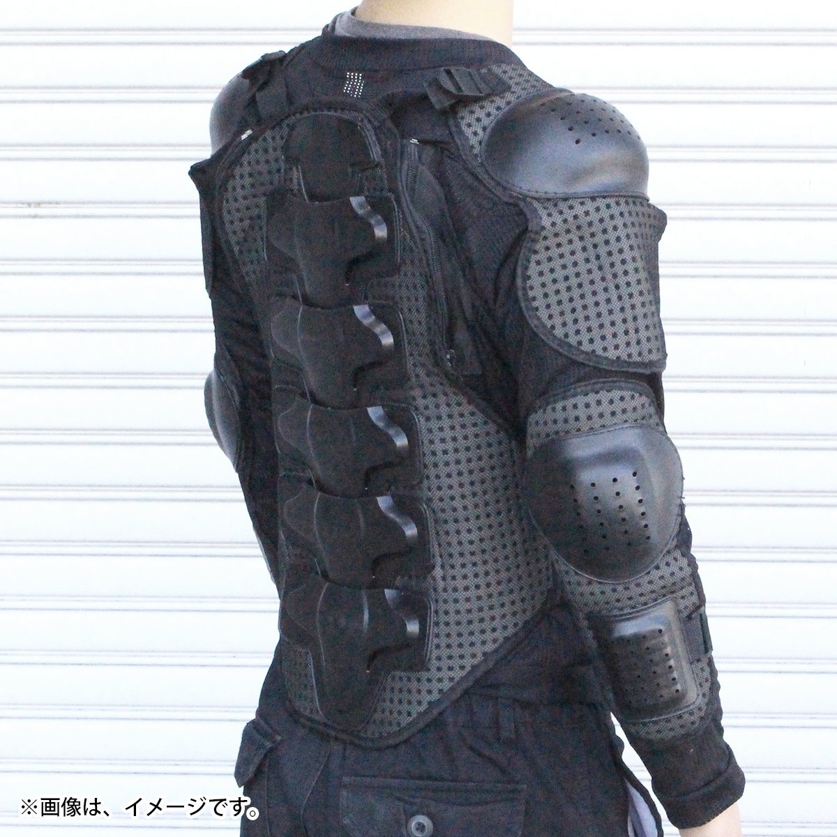 『セット5』バイクウェア ボディープロテクターセット Lサイズ 長袖プロテクター(ブラック)＆ニールガード(ブラック) 膝當て ひざ インナー