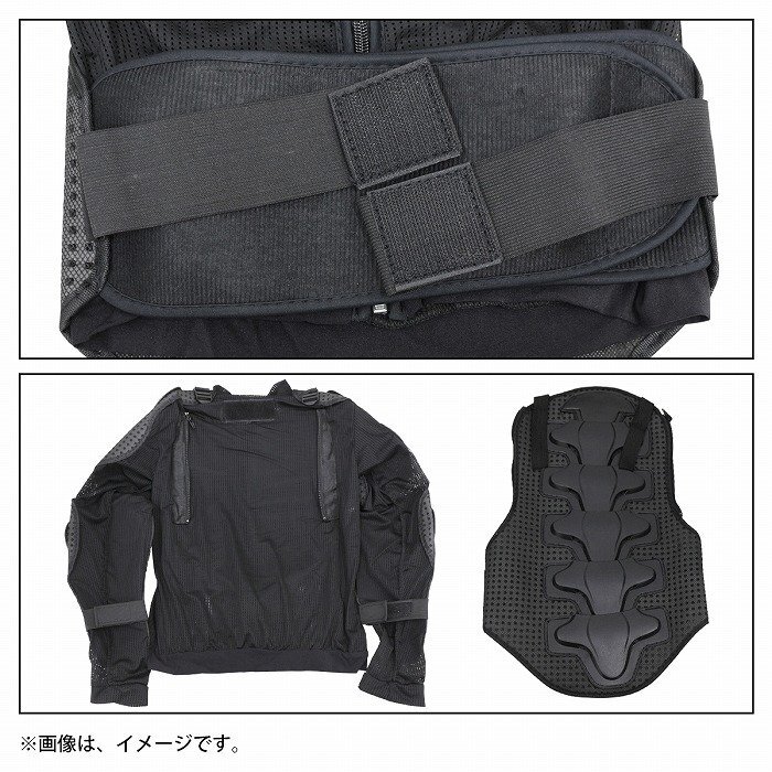 バイクウェア ボディープロテクター インナー Lサイズ ブラック 黒 プロテクタージャケット 長袖 セーフティージャケット 『TYPE_1』