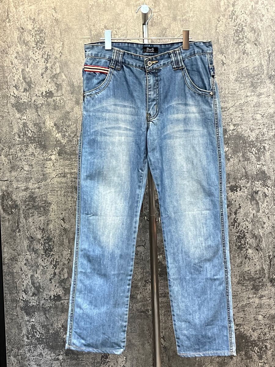 D&G ドルチェ&ガッバーナ デニムパンツ メンズ デニム DOLCE&GABBANA ドルガバ サイズ32 ジーンズ 飾りボタンが１つ取れてます 71-3