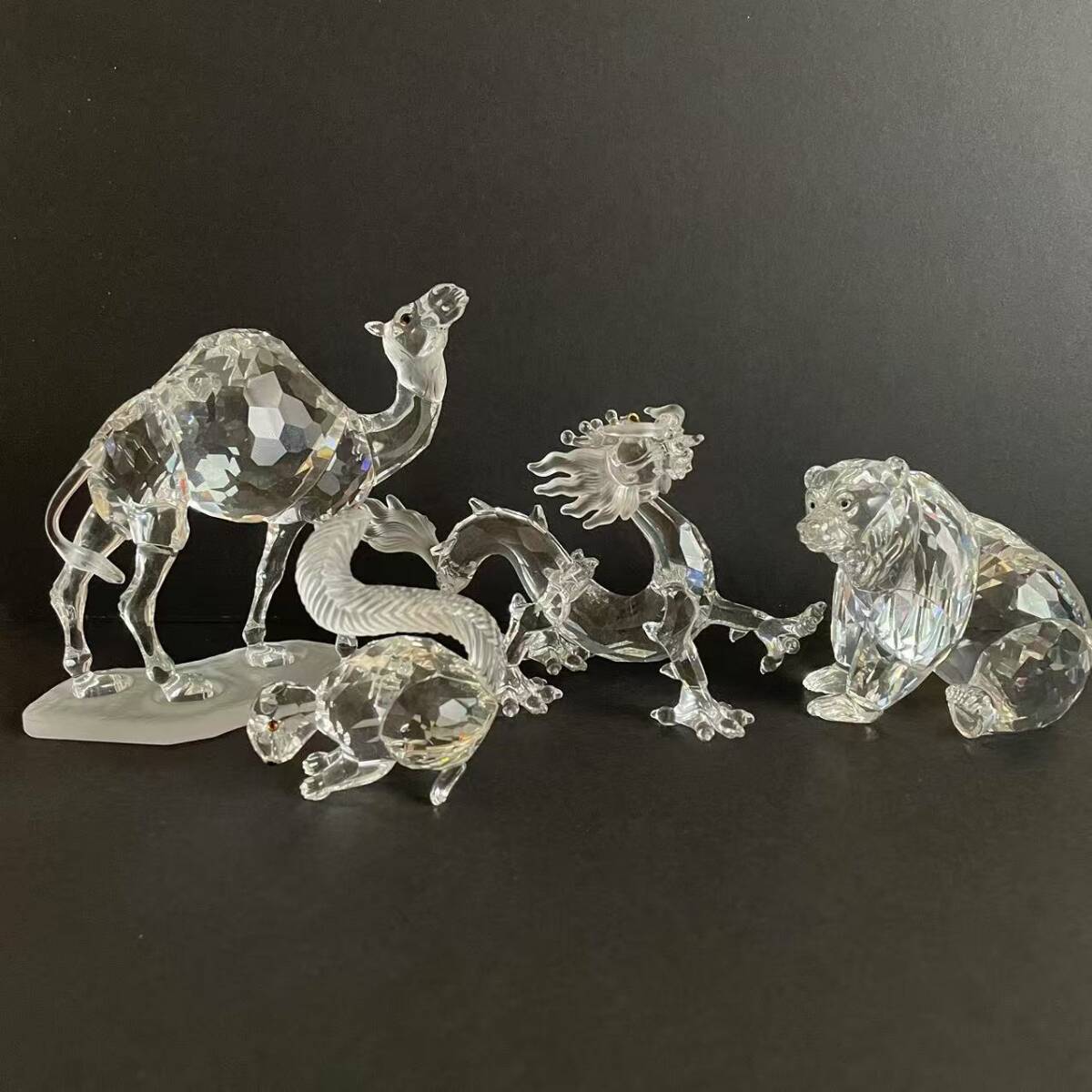 SWAROVSKI Swarovski crystal стекло .. медведь дракон каштан . печать есть Zaimei украшение прекрасный товар! орнамент предмет figyu Lynn 4 позиций комплект 