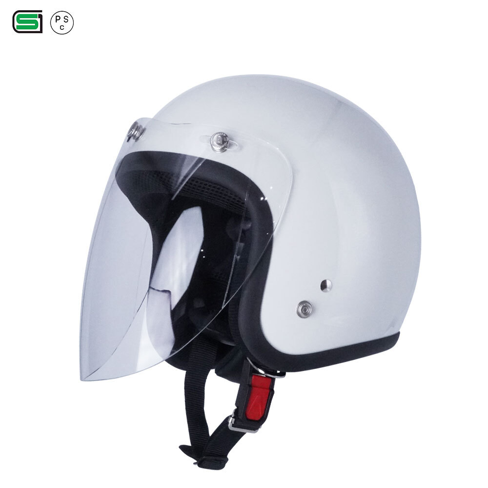 スモールジェットヘル ジェットヘルメット パールホワイト ロング付き クリア 送料無(wú)料 GT301 ヘルメット ノスタルジック GT-301 レトロ