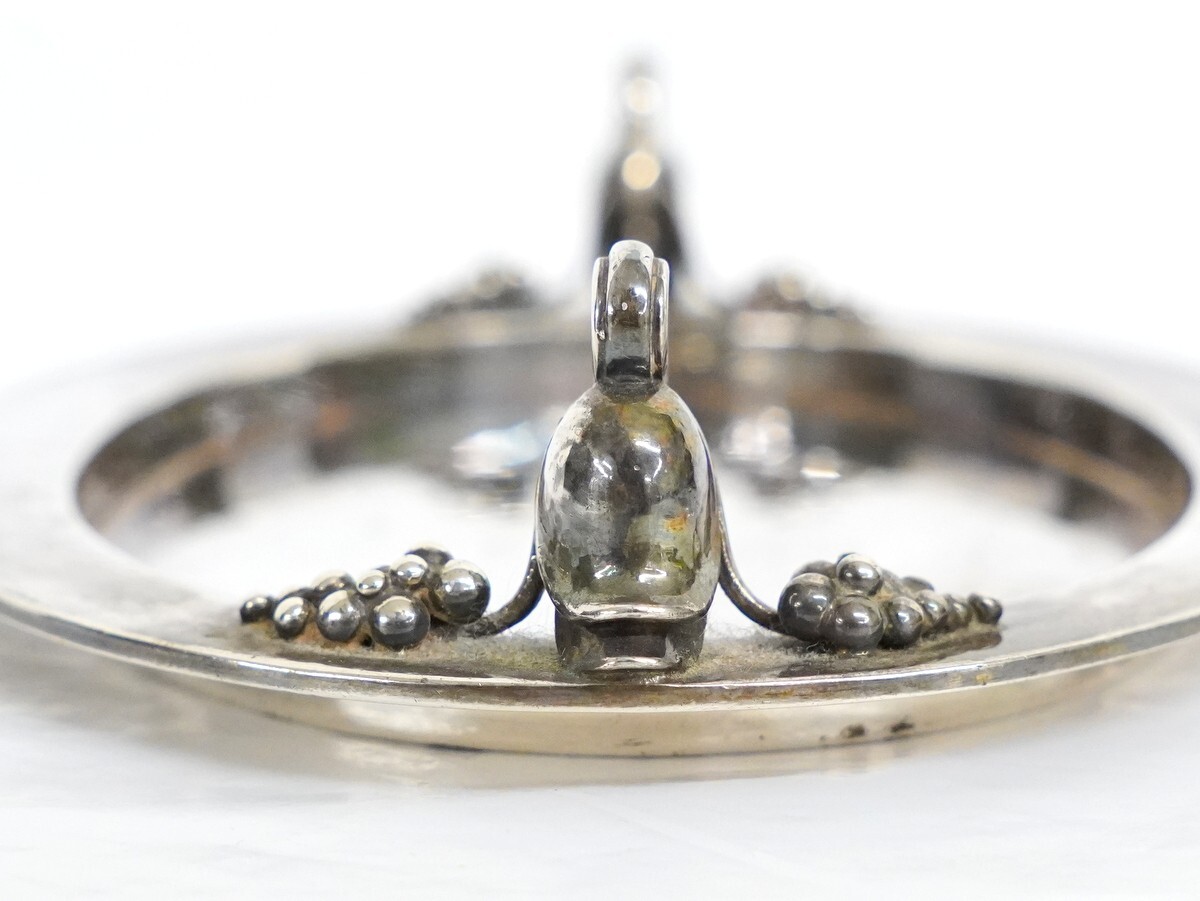 1000円スタート 銀食器 トレー Georg Jesen ジョージジェンセン シルバー 925.S 797 STERLING 約橫14.5cm ぶどう 小物入れ WHO B30017
