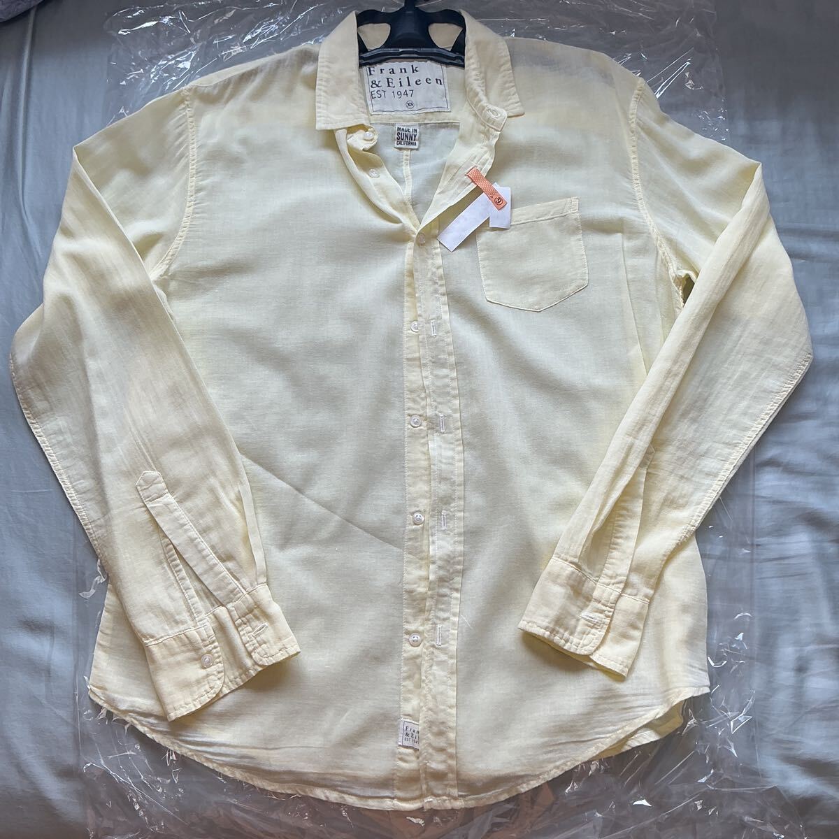 Frank & Eileen フランクアンドアイリーン シャツ サイズ:XS MADE IN USA 長袖ポケット付き　コットン100% 黃色