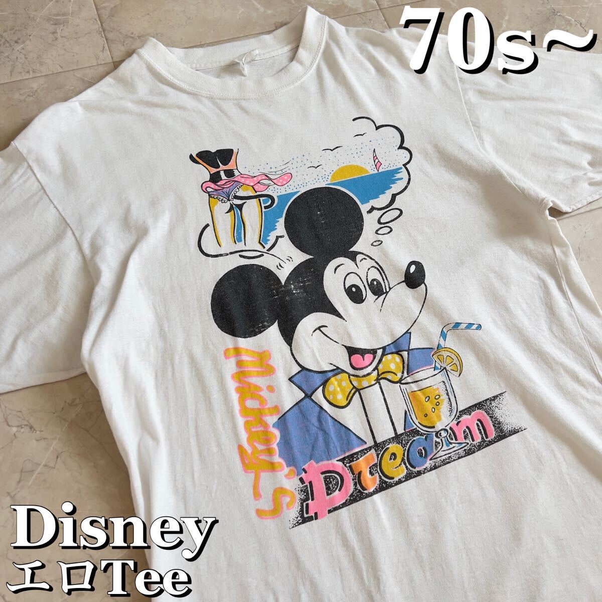 VINTAGE 70s エロ ミッキー シングルステッチ Tシャツ Disney ブート ミニー ヴィンテージ ビンテージ ディズニー Tee 80s 検 USA制 古著卸