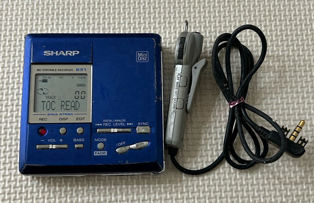 1円? SHARP シャープ MD-MT831-A ポータブルMDプレーヤー レコーダー 現(xiàn)狀品 ウォークマン 通電確認(rèn)済み リモコン付き
