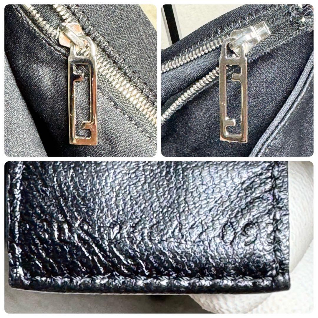 1円～ 美品 希少 FENDI フェンディ ハンドバッグ ショルダーバッグ ブラック ジャージ素材 ナイロン 伸縮性 持ち手 ハンドル スチール