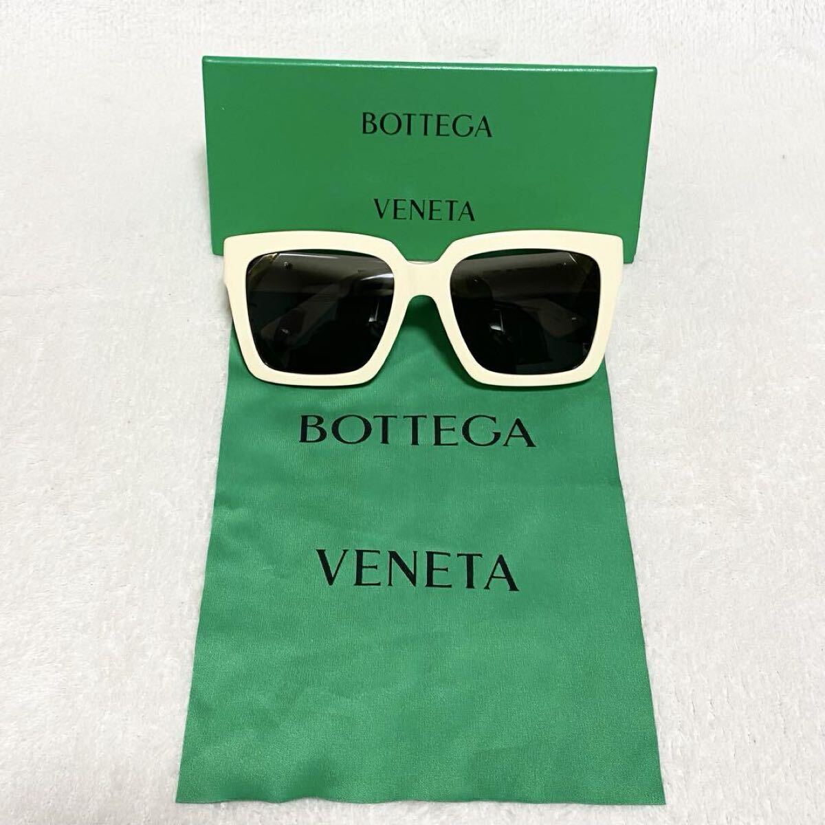 1円～ 未使用級 BOTTEGA VENETA ボッテガヴェネタ サングラス レディース ブラックレンズ クリーム/ゴールド ケース クロス付き