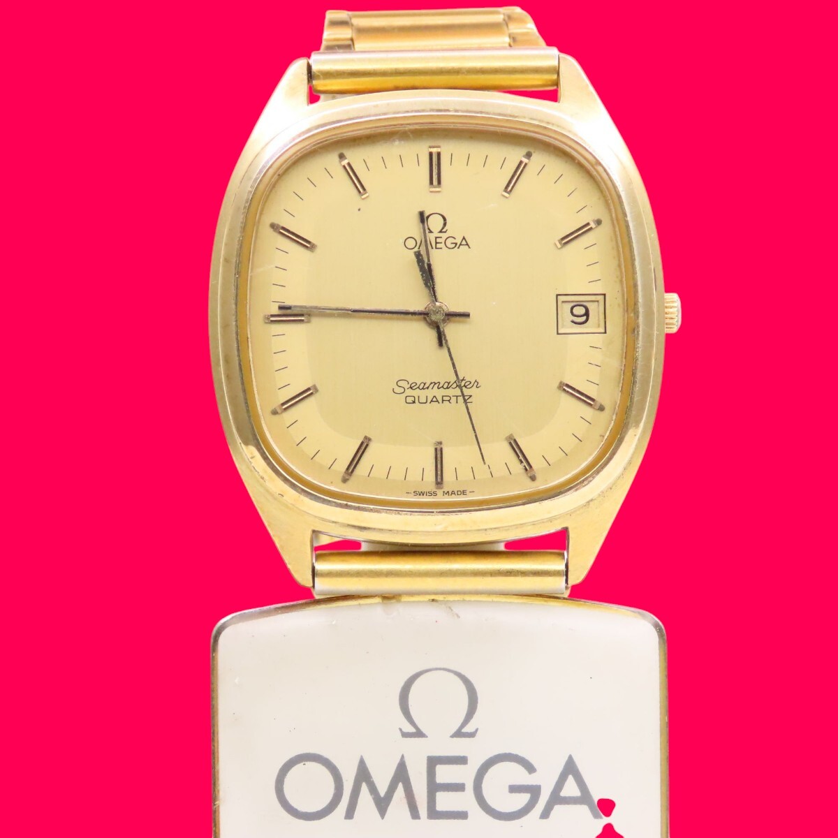 ■?価格高騰!資産価値！稼働電池新品メンズビンテージ高級(jí)超レア！ OMEGA オメガ Seamaster シーマスターデート クオーツ