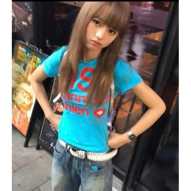 平成ギャル リメイク y2k フリルデニムskt グランジ ゴスロリNANA 新品 y2kピチTシャツ 水色 Sサイズ 平成ギャル グランジ