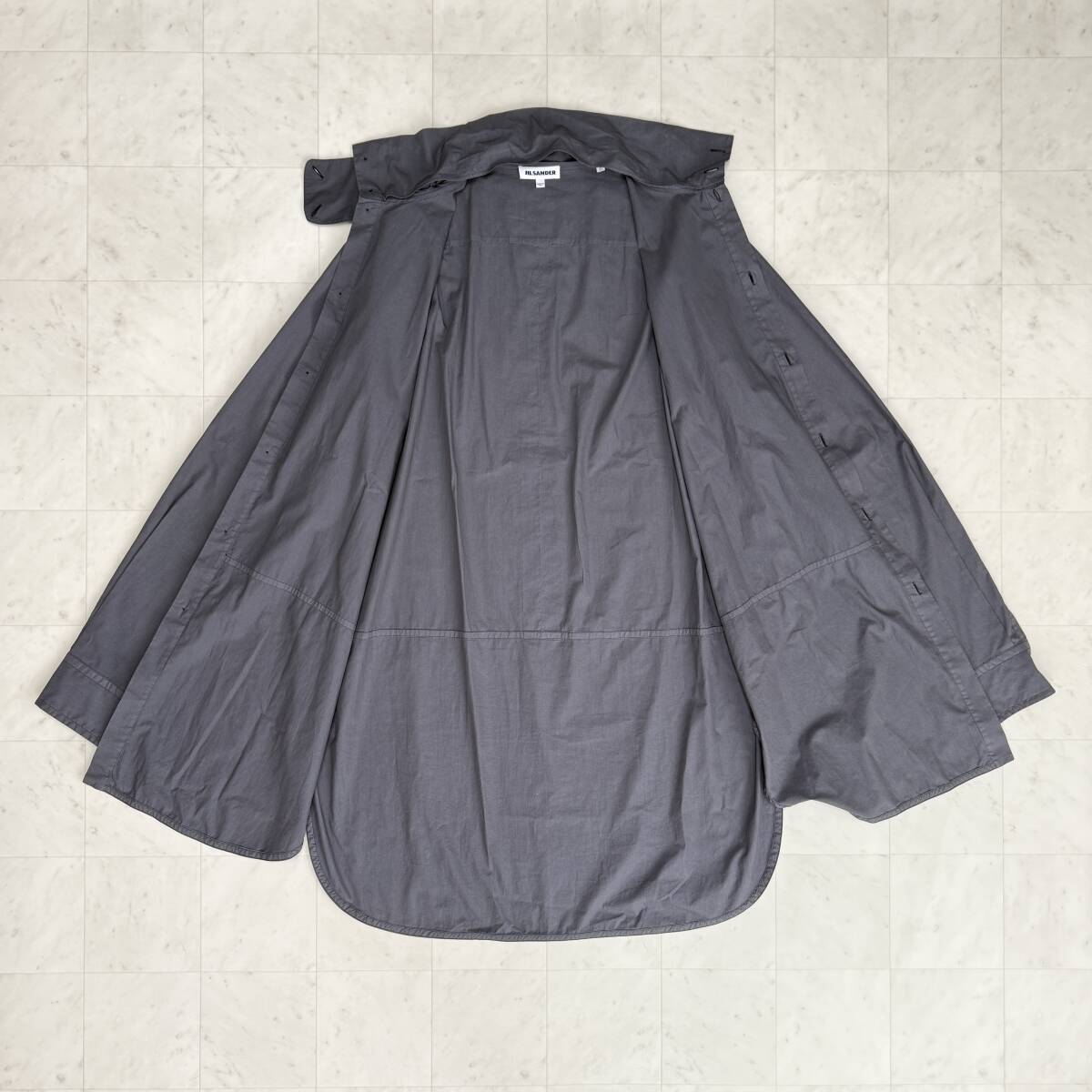 JIL SANDER ジルサンダー【JSUO740730】スタンドカラー ロング シャツ サイズ：39 ※品質(zhì)タグ欠損※