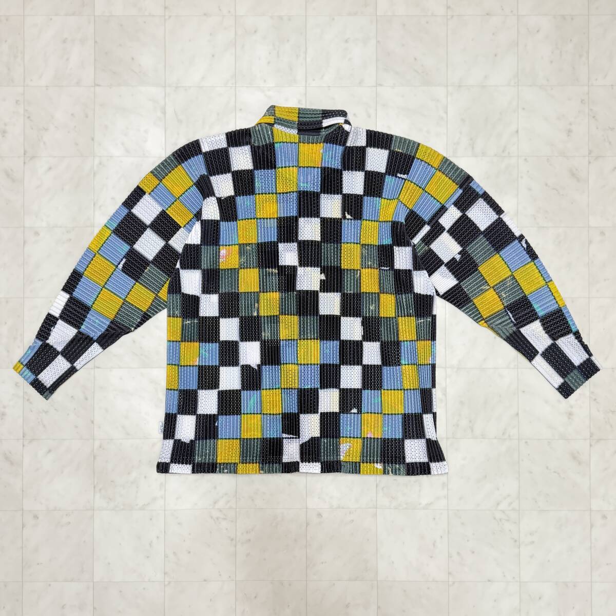 【極美品】HOMME PLISSE ISSEY MIYAKE オムプリッセ【HP01JC264】CHECKERED MESH チェックプリント メッシュ コーチジャケット サイズ：4