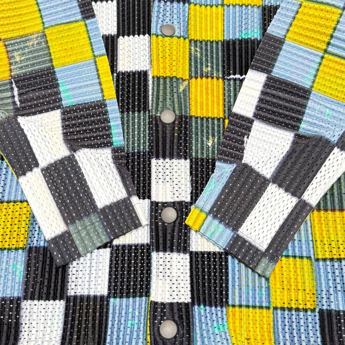 【極美品】HOMME PLISSE ISSEY MIYAKE オムプリッセ【HP01JC264】CHECKERED MESH チェックプリント メッシュ コーチジャケット サイズ：4