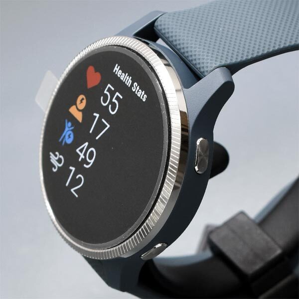 中古 ガーミン GARMIN Venu Granite Blue / Silver 010-02173-07 ユニセックス 室内 ヨガ 運動 suica対応モデル_画像2