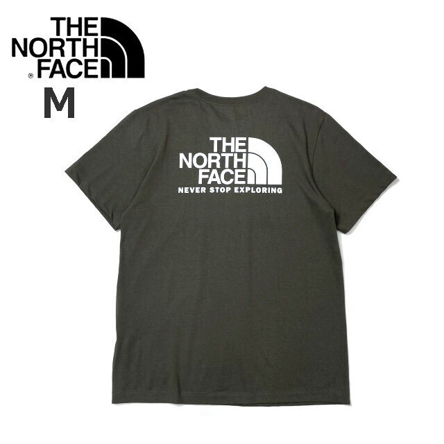 1円～!売切!【正規(guī)新品】THE NORTH FACE◆EVO THROWBACK SS TEE 半袖 Tシャツ US限定 バックプリント 男女兼用 登山(M)緑 カーキ 180902-15