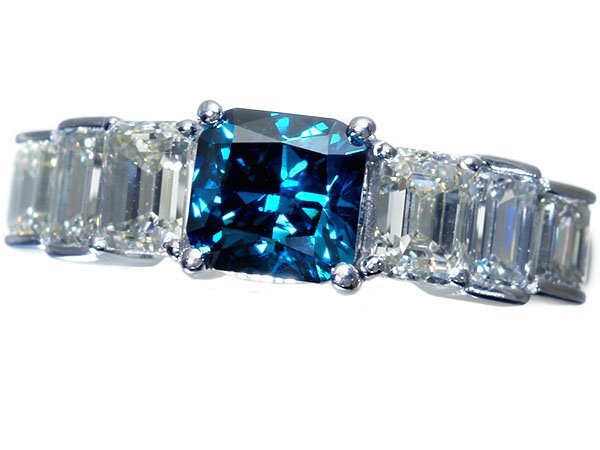1円～【ジュエリー極】極上品！ 超大粒極上１粒天然ブルーダイヤモンド1.02ct＆脇極上ダイヤ1.4ct 超高級Pt900リング k247iom【送料無料】