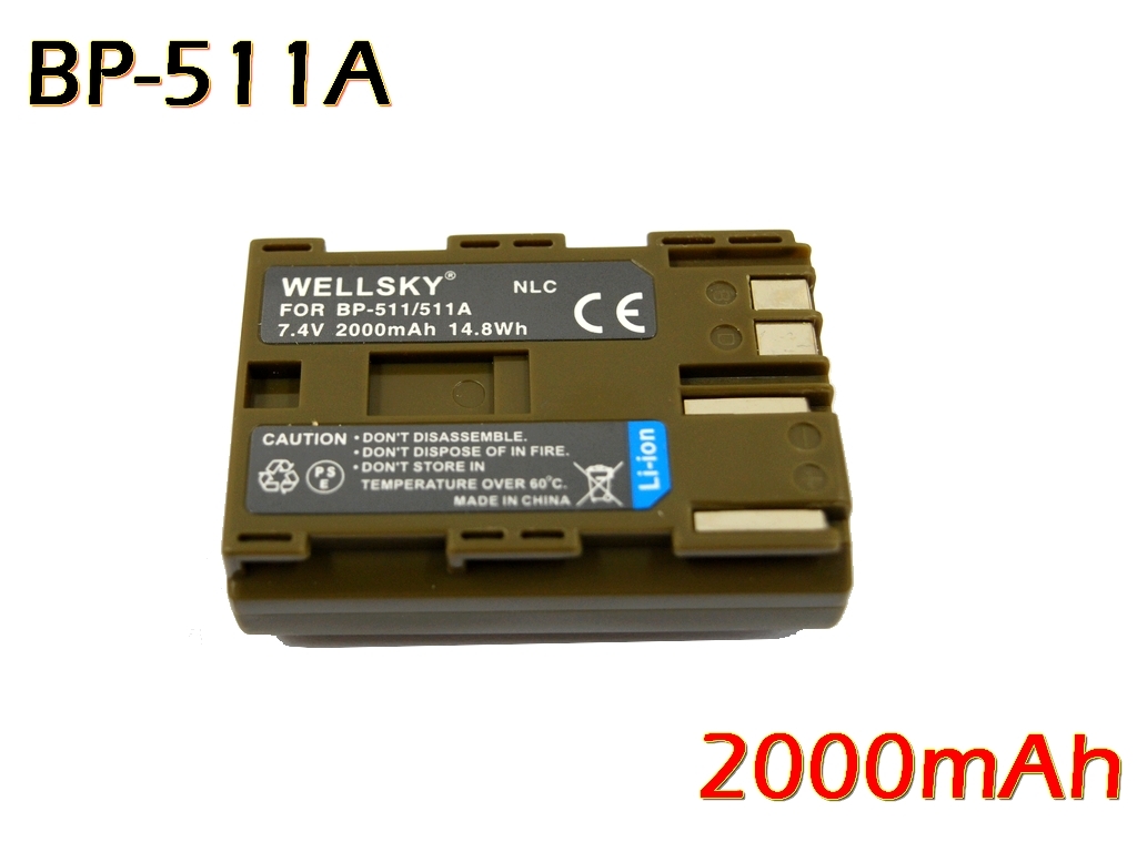BP-511 BP-512 BP-511A BP-514 2個 互換バッテリー 純正品と同じよう使用可能 Canon キヤノン イオス EOS 10D EOS 20D EOS 20Da