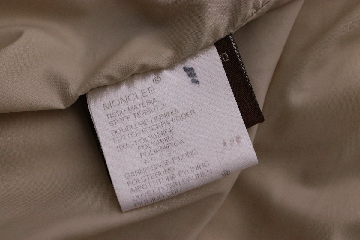 【中古美品】MONCLER モンクレール ダウンコート ロングコート ゴールド ベージュ 茶タグ サイズ2 スタンドカラー レディース【漂亮】