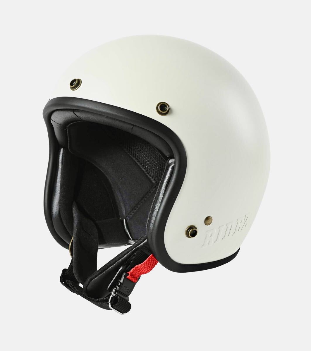 新品 size:L【59-60cm未満】RIDEZ ビンテージ ジェットヘルメット オフホワイト TQm アメリカン レトロ デザインヘルメット