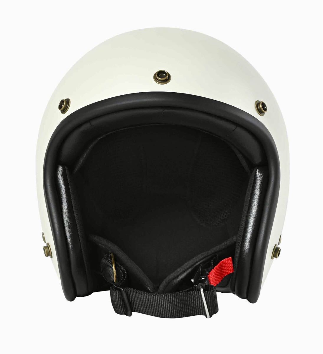 新品 size:L【59-60cm未満】RIDEZ ビンテージ ジェットヘルメット オフホワイト TQm アメリカン レトロ デザインヘルメット