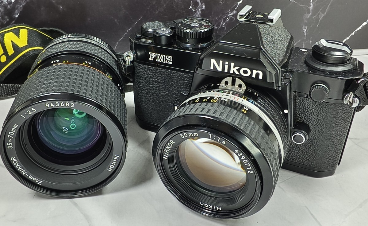 【終活整理】 Nikon NEW FM2 黒 CE刻印最終ロットモデル＋Ai NIKKOR 50mm f1.4＋35-70mm f3.5通しマクロ付ズーム 各動(dòng)作良好 露出計(jì)OK 