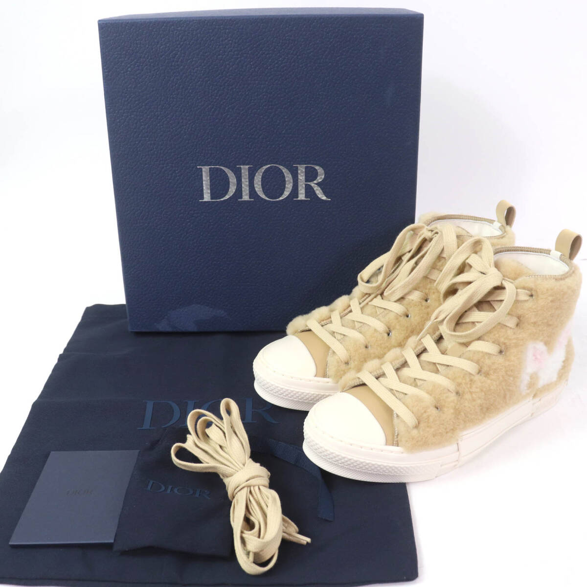 未使用品☆DIOR ディオール 3SH129ZTR B23 ラビットモチーフ シアリング ボア ハイカットスニーカー ベージュ 37 箱?保袋付 レディース