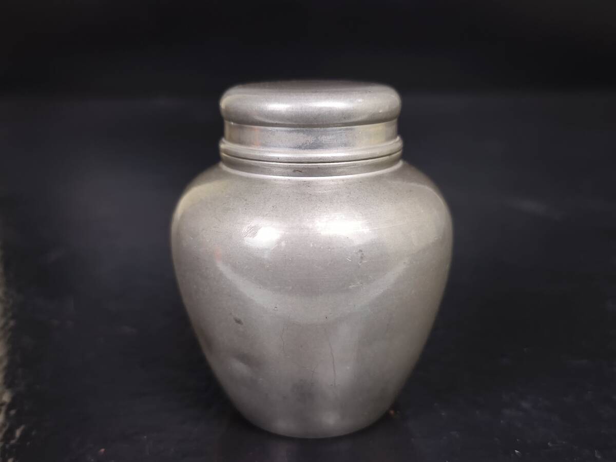 古錫茶壺 干茂號(hào)造 錫制茶入 骨董品 中國(guó)美術(shù) 煎茶道具 茶道具 錫器 時(shí)代物 