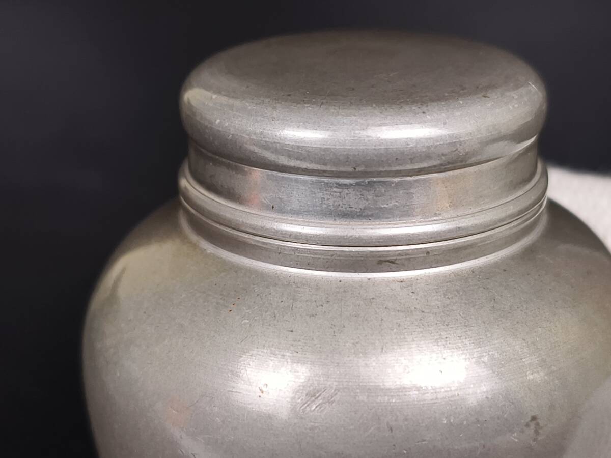 古錫茶壺 干茂號(hào)造 錫制茶入 骨董品 中國(guó)美術(shù) 煎茶道具 茶道具 錫器 時(shí)代物 