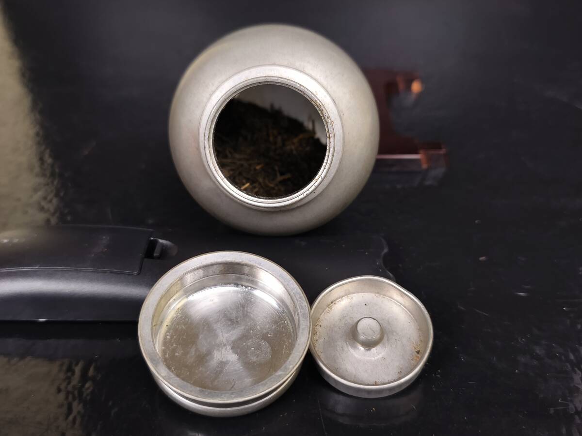 古錫茶壺 干茂號(hào)造 錫制茶入 骨董品 中國(guó)美術(shù) 煎茶道具 茶道具 錫器 時(shí)代物 