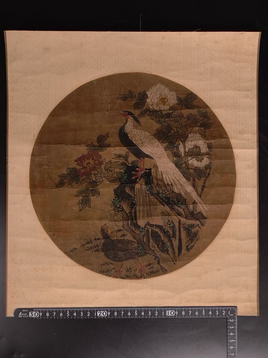 中国画 花鳥画 中国美術 額縁 額装 時代物 当時物 唐物 香港土産