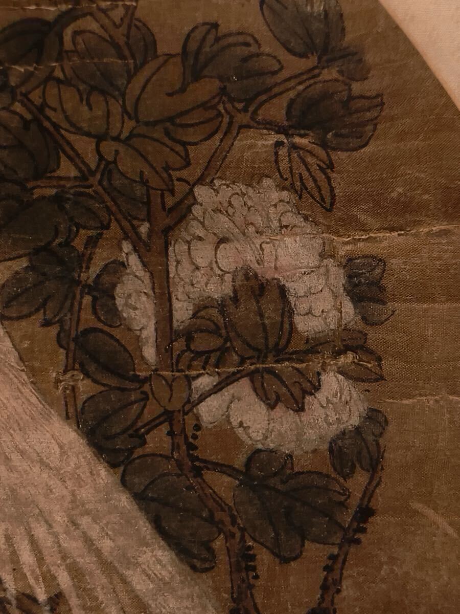 中国画 花鳥画 中国美術 額縁 額装 時代物 当時物 唐物 香港土産