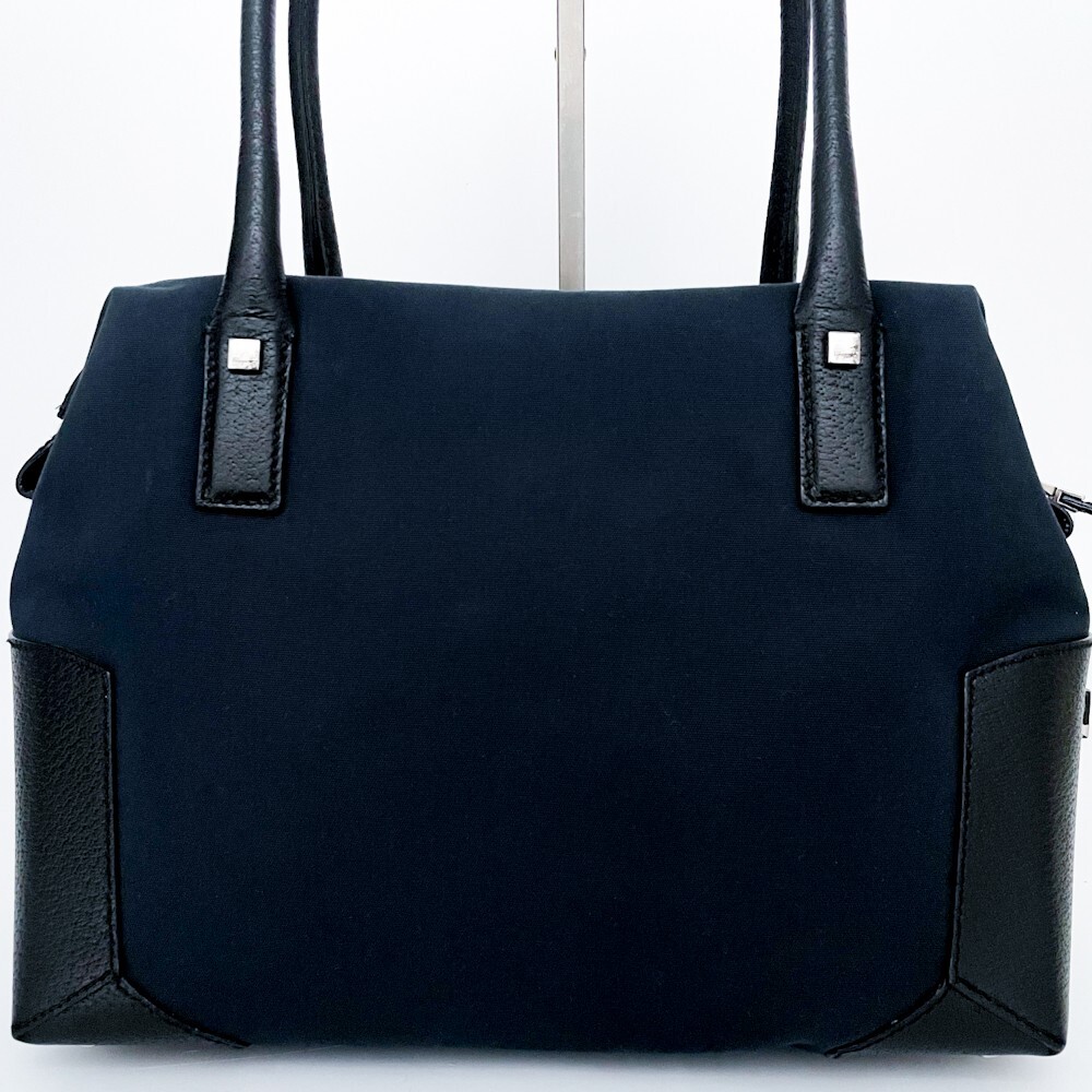 1円■超美品■型崩れ無し■希少デザイン Ferragamo フェラガモ 軽量 キャンバス トートバッグ ビジネス メンズ レディース レザー ネイビー
