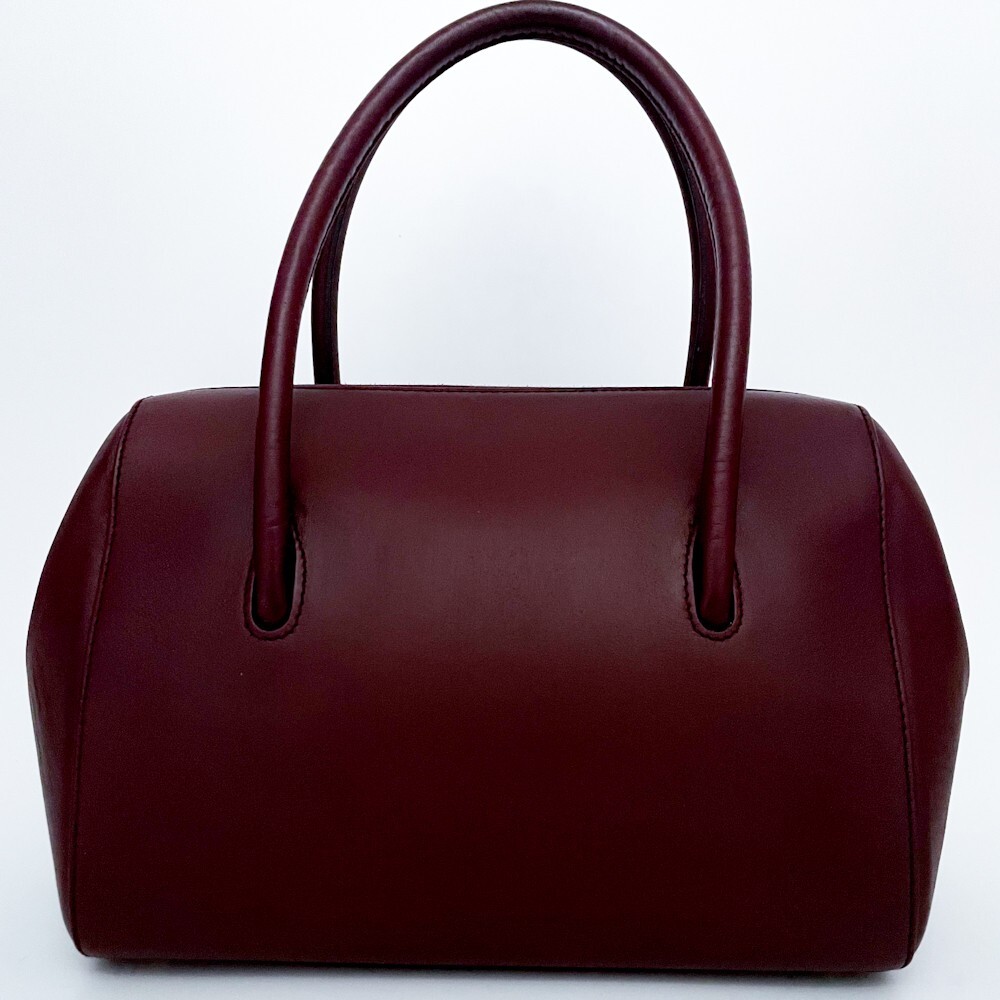 1円■未使用級■最高級ライン■型崩れ無し■Cartier カルティエ 自立 ハンドバッグ トート ビジネス メンズ レディース レザー ボルドー