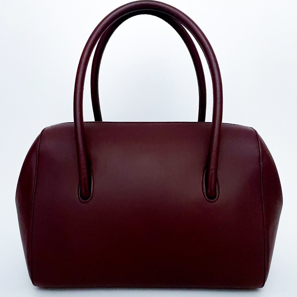 1円■未使用級■最高級ライン■型崩れ無し■Cartier カルティエ 自立 ハンドバッグ トート ビジネス メンズ レディース レザー ボルドー