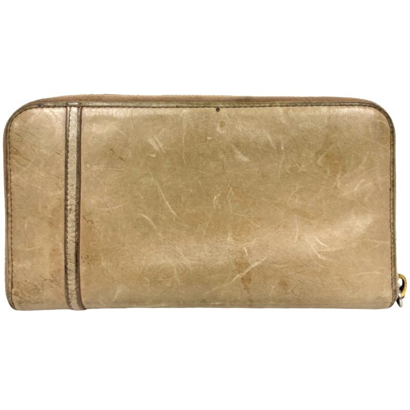 PRADA Prada раунд застежка-молния оттенок бежевого кожа длинный кошелек женский [ б/у ] 52506K176