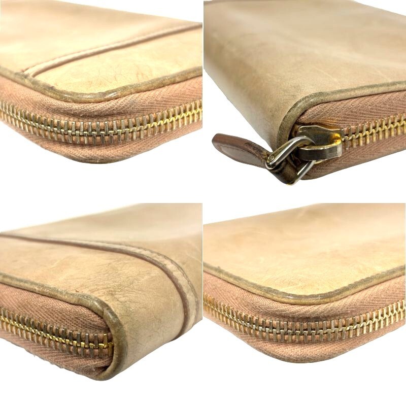 PRADA Prada раунд застежка-молния оттенок бежевого кожа длинный кошелек женский [ б/у ] 52506K176