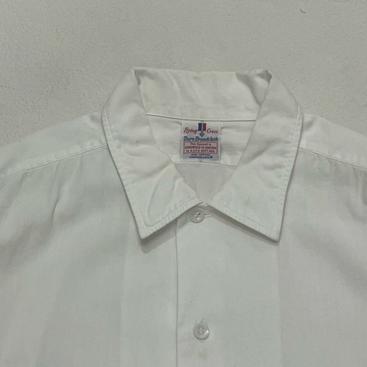 k592 60s ビンテージ Flying Cross POD ワッペン ワーク シャツ M ホワイト 白 vintage work shirt white