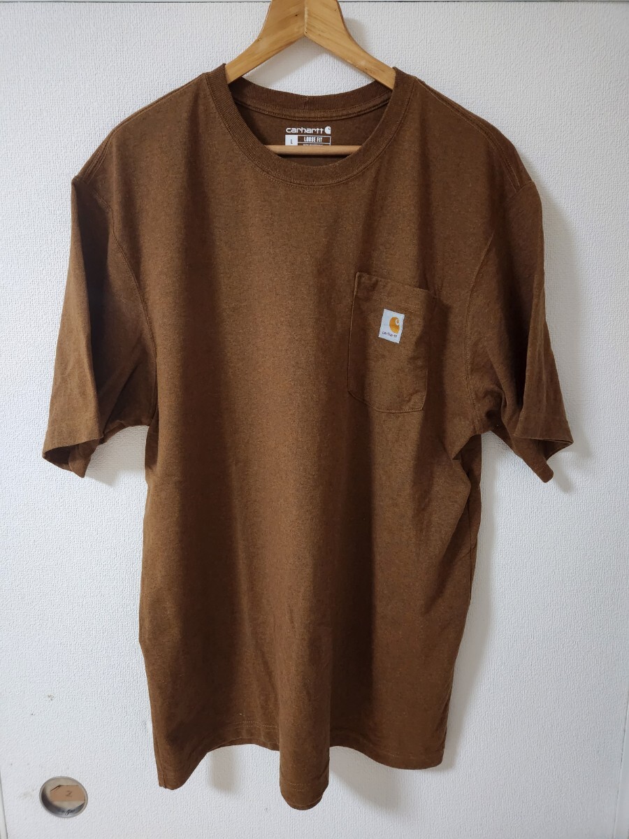 (100円スタート、美品)カーハート、Carhartt、Heavyweight、loose fit、ポケットT、半袖Tシャツ、定番、K87、US Lサイズ(日本XL相當(dāng))