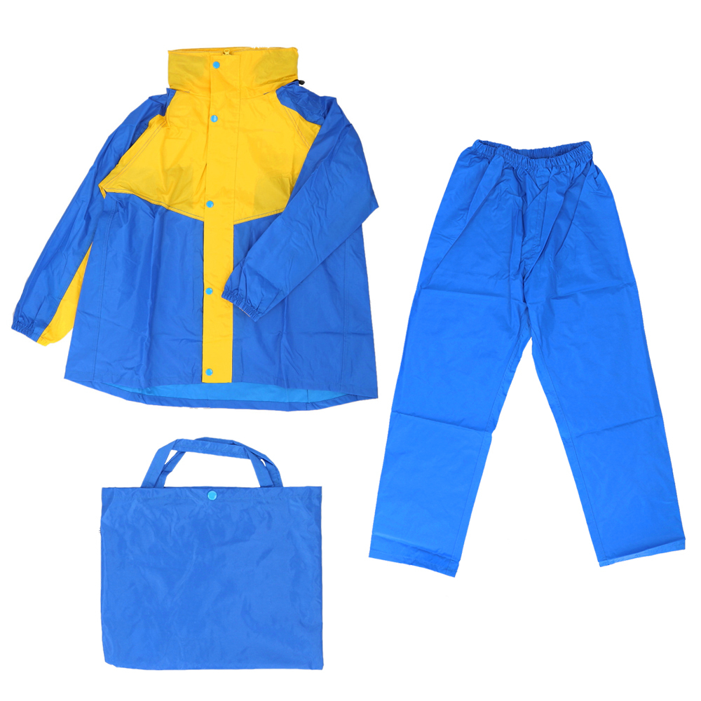 ☆ ブルー×イエロー ☆ XL ☆ レインスーツ キッズ pk0916 レインコート 上下 リュック対応 ジュニア レインスーツ 小學生 中學生