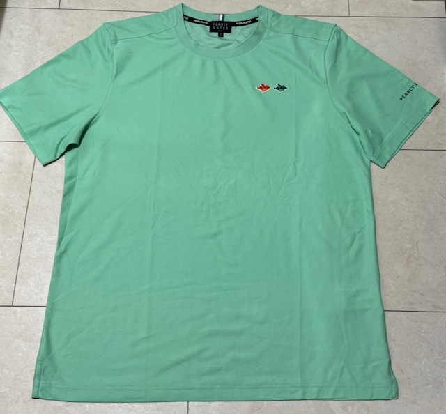 ・未使用 正規品・PEARLY GATES　パーリーゲイツ PGプリント 吸汗速乾　 ストレッチTシャツ　ミントグリーン　5号 Lサイズ　