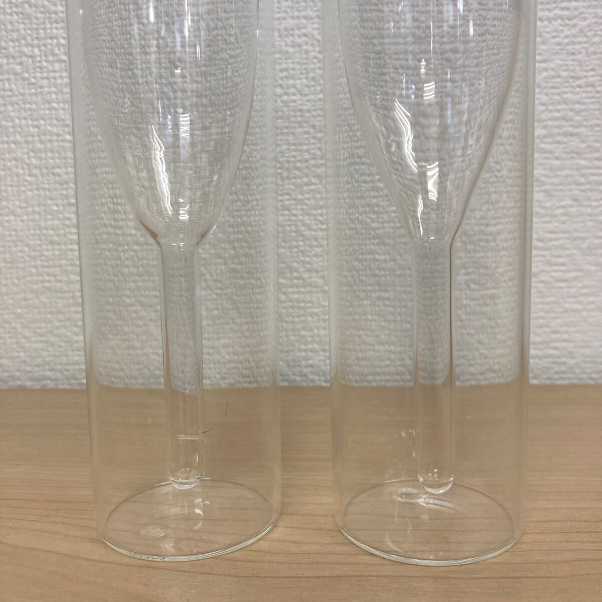シャンパングラス シャンパンフルート グラス ペア ダブルウォール 二重壁構造 2脚 セット 中古品_画像3