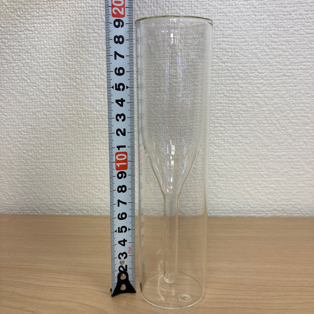 シャンパングラス シャンパンフルート グラス ペア ダブルウォール 二重壁構造 2脚 セット 中古品_画像9