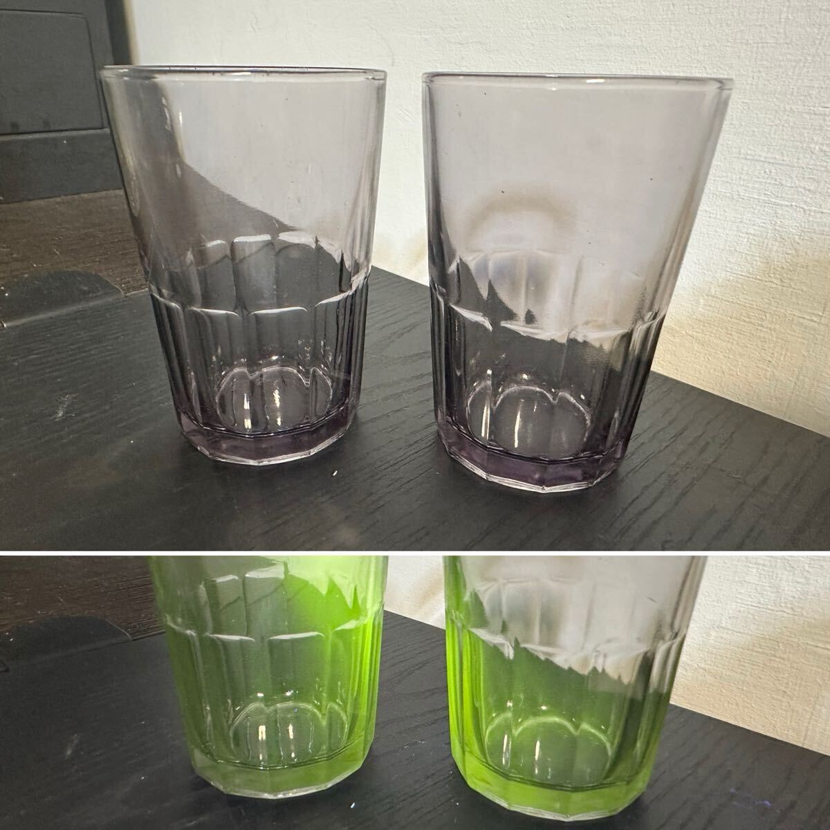 最高品質の ウランガラス 薄紫 昭和初期 大正 グラス タンブラー 2個 コップ アンティーク雑貨